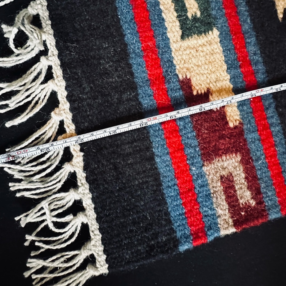 Unique Vintage Black and Red Geometric Rug - Picture 5 of 6